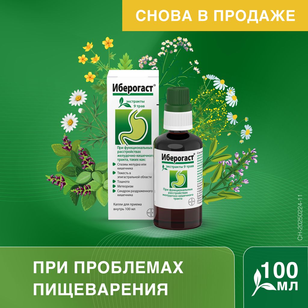 Иберогаст, капли для приема внутрь, 100 мл, 1 шт.