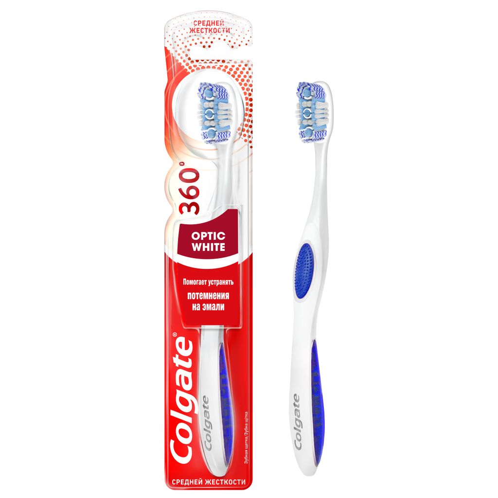 фото упаковки Colgate 360 Optic White Зубная щетка средняя