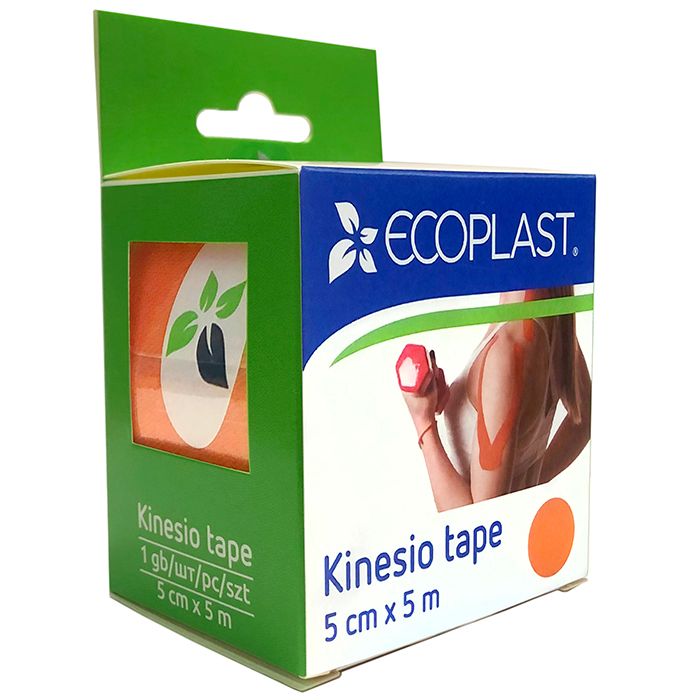 Ecoplast Кинезиотейп, 5х500см, оранжевый, 1 шт.