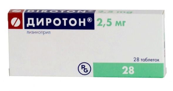 Диротон, 2.5 мг, таблетки, 28 шт.