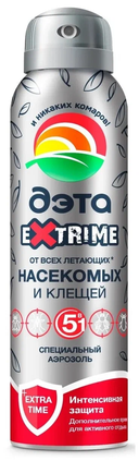 Дэта Extrime Аэрозоль от всех летающих насекомых и клещей, аэрозоль, 5 в 1, 150 мл, 1 шт.