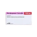Метформин Санофи, 1000 мг, таблетки, покрытые пленочной оболочкой, 60 шт.