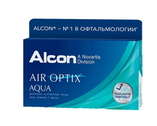 Alcon Air Optix aqua контактные линзы плановой замены, BC=8.6 d=14.2, D(-1.75), 3 шт.