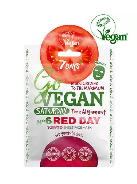 7 Days Go Vegan Тканевая маска для лица Saturday Red Day, 25 г, 1 шт.