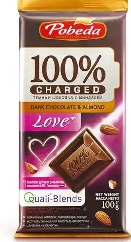 Чаржед шоколад темный с миндалем Love, 100 г, 1 шт.
