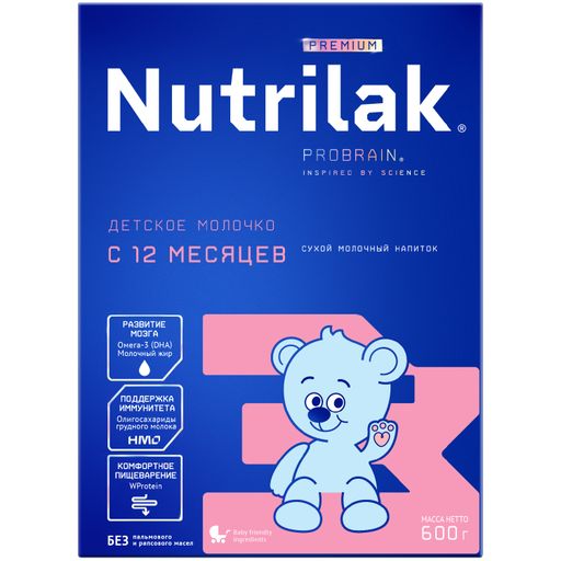 Nutrilak Premium 3 Смесь молочная c 12 мес, смесь молочная сухая, 600 г, 1 шт.