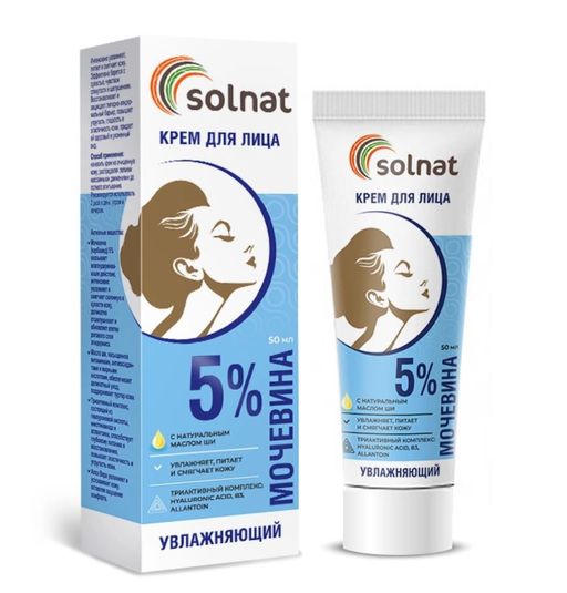 Solnat Крем для лица увлажняющий мочевина 5%, крем для лица, 50 мл, 1 шт.
