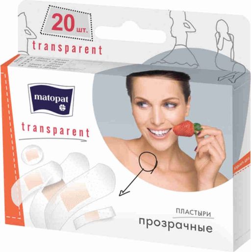 Matopat Transparent Пластырь набор, пластырь в комплекте, прозрачные, 20 шт.