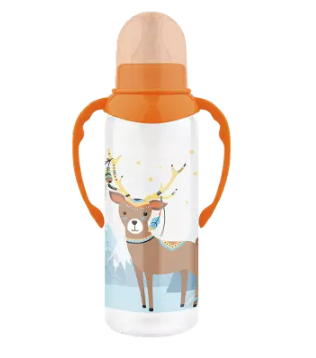 Lubby Бутылочка для кормления с силиконовой соской и ручками, для детей с рождения, 250 мл, 1 шт.