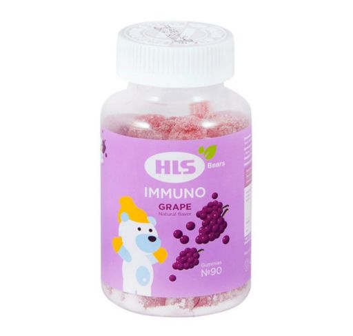 HLS Мишки Иммунитет, пастилки жевательные, виноград, 90 шт.